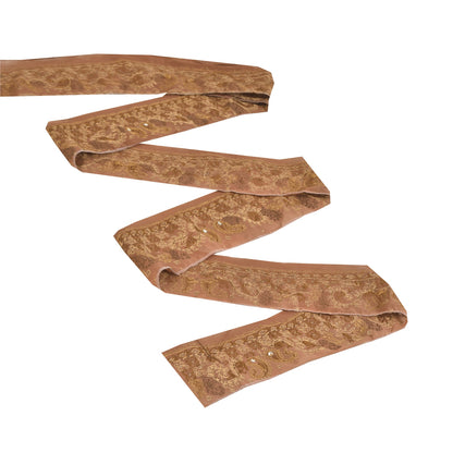 Sanskriti Vintage Sari/Saree Border Hand Beaded Zari 1 YD Trim Brown 2.5W Lace