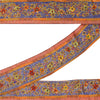 Sanskriti Vintage Sari/Saree Border Hand Beaded 1YD Trim Blue & Orange 2.5W Lace