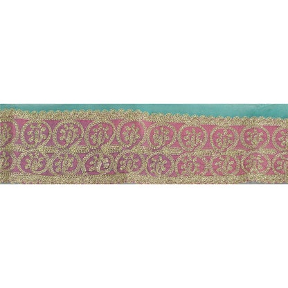 Sanskriti Vintage Sari Border Hand Embroidered Craft 1 Yd Sewing Pink Trims Lace