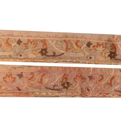 Sanskriti Vintage Sari/Saree Border Embroidered Zari 1 YD Trim Brown 3W Ribbon