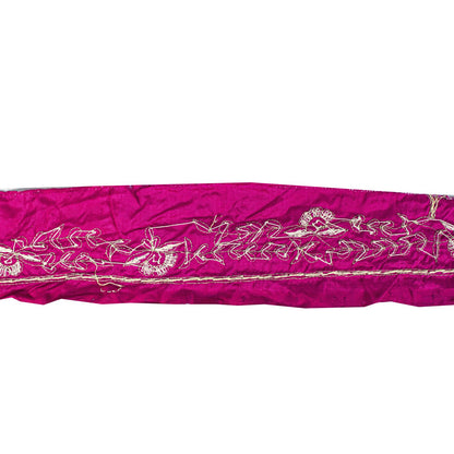 Sanskriti Vintage Purple Pure Silk 1 YD Sari Border Hand Embroidered Zari Trim
