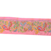 Sanskriti Vintage Sari Border Hand Beaded Craft 1 YD Sewing Pink Trims Deco Lace