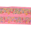 Sanskriti Vintage Sari Border Hand Beaded Craft 1 YD Sewing Pink Trims Deco Lace