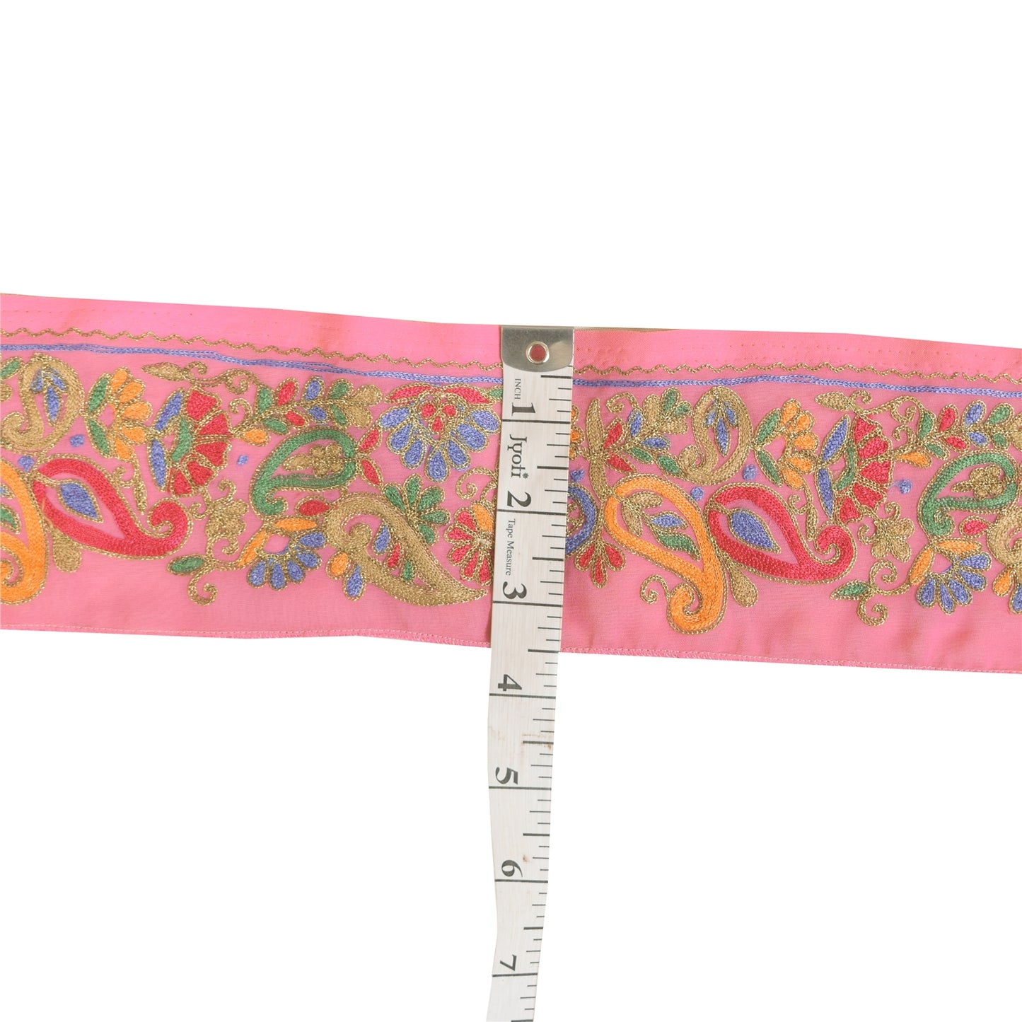 Sanskriti Vintage Sari Border Hand Beaded Craft 1 YD Sewing Pink Trims Deco Lace