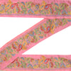 Sanskriti Vintage Sari Border Hand Beaded Craft 1 YD Sewing Pink Trims Deco Lace