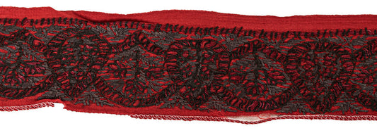 Sanskriti Vintage Sari/Saree Border HandEmbroidery 1YD Trim Indian Dark Red Lace
