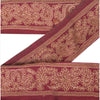 Sanskriti Vintage Sari Border Hand Beaded 1 Yd Indian Trim Sewing Dark Red Lace