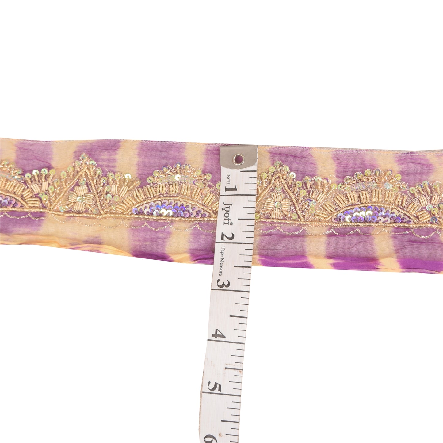 Sanskriti Vintage Sari/Saree Border Hand Beaded Zari 1 YD Trim Purple 1.5W Lace