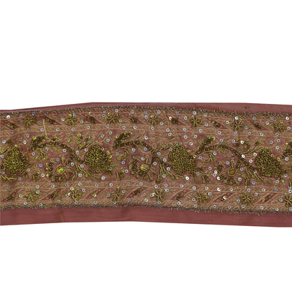 Sanskriti Vintage Sari/Saree Border Hand Beaded Zardozi 1 YD Trim Pink 3.5W