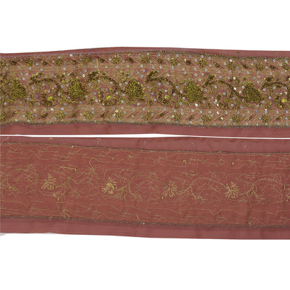 Sanskriti Vintage Sari/Saree Border Hand Beaded Zardozi 1 YD Trim Pink 3.5W