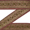 Sanskriti Vintage Sari/Saree Border Hand Beaded Zardozi 1 YD Trim Pink 3.5W