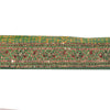 Sanskriti Vintage Sari/Saree Border Hand Beaded Gota 1 YD Trim Green & Saffron