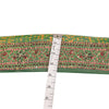 Sanskriti Vintage Sari/Saree Border Hand Beaded Gota 1 YD Trim Green & Saffron