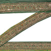 Sanskriti Vintage Sari/Saree Border Hand Beaded Gota 1 YD Trim Green & Saffron