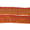 SANSKRITI VINTAGE SARI BORDER HAND BEADED 1YD TRIMS 1.5W RIBBON RED ORANGE