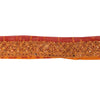 SANSKRITI VINTAGE SARI BORDER HAND BEADED 1YD TRIMS 1.5W RIBBON RED ORANGE
