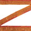 SANSKRITI VINTAGE SARI BORDER HAND BEADED 1YD TRIMS 1.5W RIBBON RED ORANGE