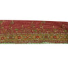 Sanskriti Vintage Sari/Saree Border Hand Beaded Zari 1 YD Trim Maroon 11.5W Lace
