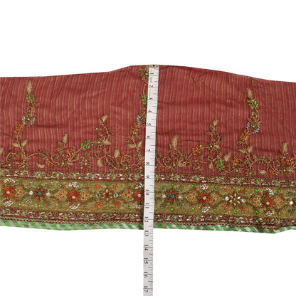 Sanskriti Vintage Sari/Saree Border Hand Beaded Zari 1 YD Trim Maroon 11.5W Lace