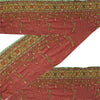 Sanskriti Vintage Sari/Saree Border Hand Beaded Zari 1 YD Trim Maroon 11.5W Lace