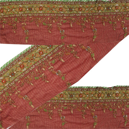 Sanskriti Vintage Sari/Saree Border Hand Beaded Zari 1 YD Trim Maroon 11.5W Lace