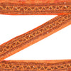 Sanskriti Vintage Sari/Saree Border Hand Beaded Zari 1 YD Trim Orange 3.5W Lace