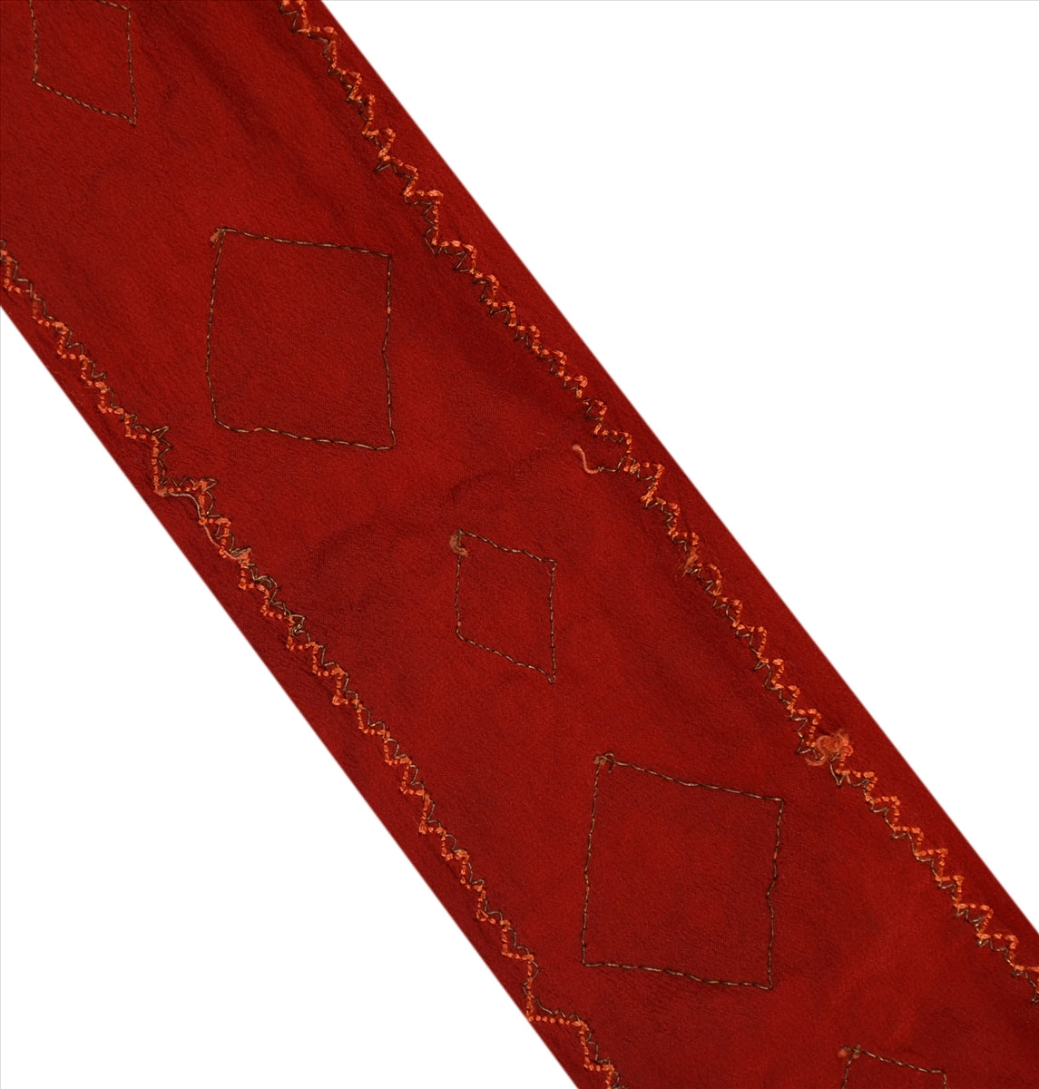 SANSKRITI VINTAGE SARI BORDER HAND BEADED CRAFT 1 YD TRIMS LACE 2.5W MAROON