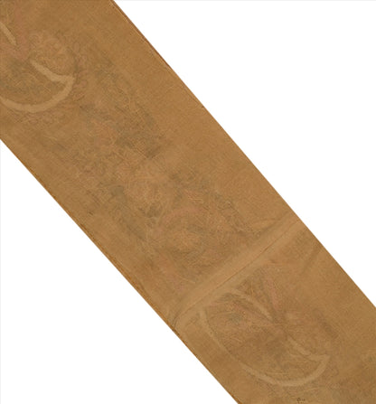 Sanskriti VINTAGE SARI BORDER HAND BEADED 1 YD TRIMS LACE 6W PURE SILK BROWN