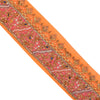 SANSKRITI VINTAGE SARI BORDER HAND BEADED CRAFT 1 YD  TRIMS LACE 3W ORANGE PINK
