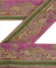 Sanskriti Vintage Sari Border Hand Beaded Craft Patch Work Trims Lace 1 Yd Pink