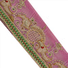 Sanskriti Vintage Sari Border Hand Beaded Craft Patch Work Trims Lace 1 Yd Pink