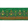 Sanskriti Vintage Saree Border Hand Beaded 1 Yard Indian Trim Sewing Green Lace