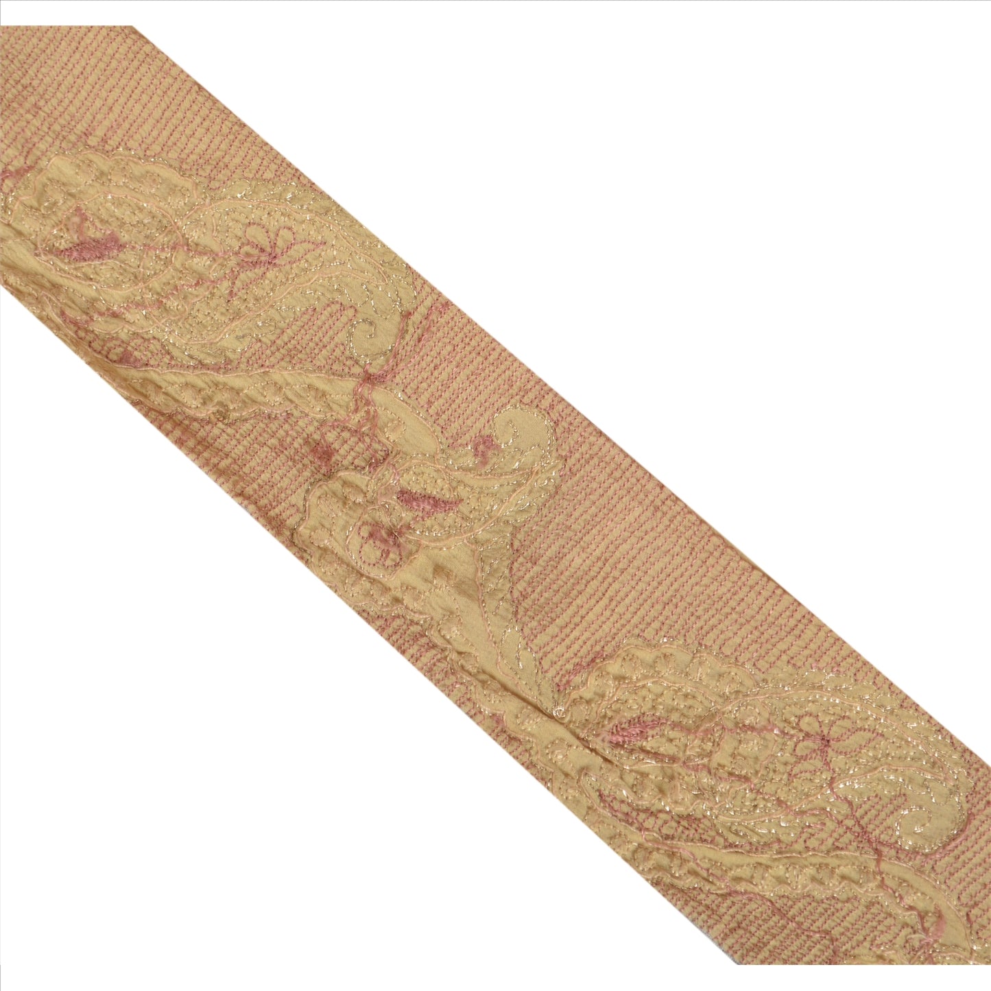 Sanskriti Vintage Sari Border Antique Hand Beaded 1 Yd Trim Sewing Cream Lace