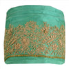 SANSKRITI VINTAGE Border Antique Hand Beaded 1 YD Indian Trim Sewing Green Lace
