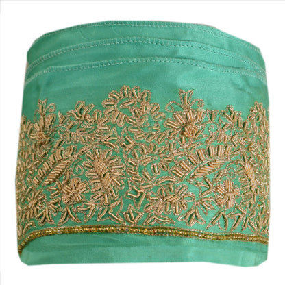 SANSKRITI VINTAGE Border Antique Hand Beaded 1 YD Indian Trim Sewing Green Lace