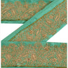 SANSKRITI VINTAGE Border Antique Hand Beaded 1 YD Indian Trim Sewing Green Lace