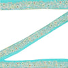 SANSKRITI VINTAGE SARI BORDER HAND BEADED CRAFT 1 YD TRIMS 1.5'W RIBBON SKY BLUE
