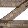 Sanskriti Vintage Sari Border Hand Bead Zari Zardozi 1 YD Craft Trim Brown Lace