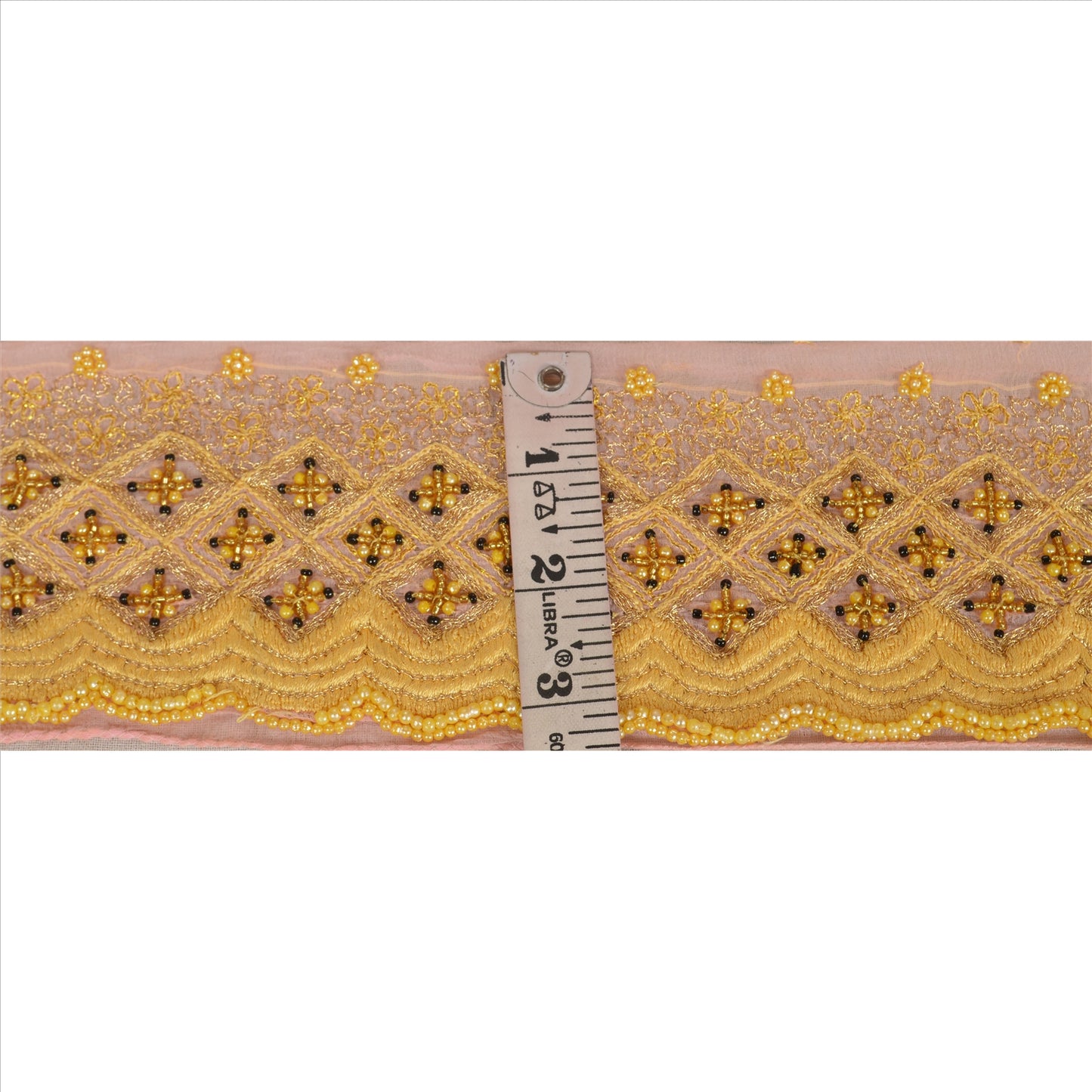 Sanskriti Vintage Sari Border Hand Beaded 1 Yd Indian Trim Sewing Pink Lace