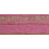 Sanskriti Vintage Sari Border Hand Beaded Craft 1 Yd Sewing Pink Trims Deco Lace