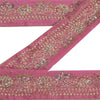 Sanskriti Vintage Sari Border Hand Beaded Craft 1 Yd Sewing Pink Trims Deco Lace