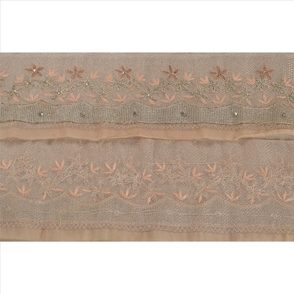 Sanskriti Vintage Sari Border Hand Beaded 1YD Indian Trim Sewing Peach Lace