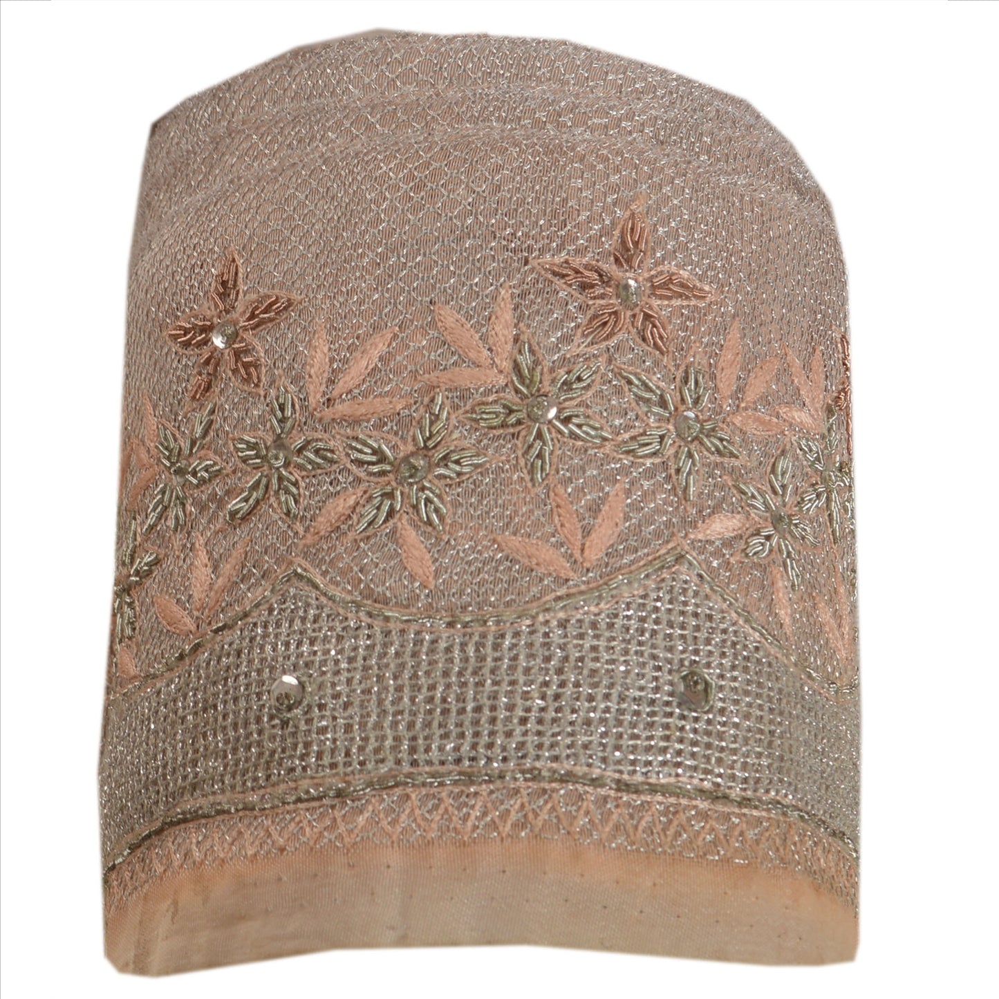 Sanskriti Vintage Sari Border Hand Beaded 1YD Indian Trim Sewing Peach Lace