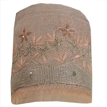 Sanskriti Vintage Sari Border Hand Beaded 1YD Indian Trim Sewing Peach Lace