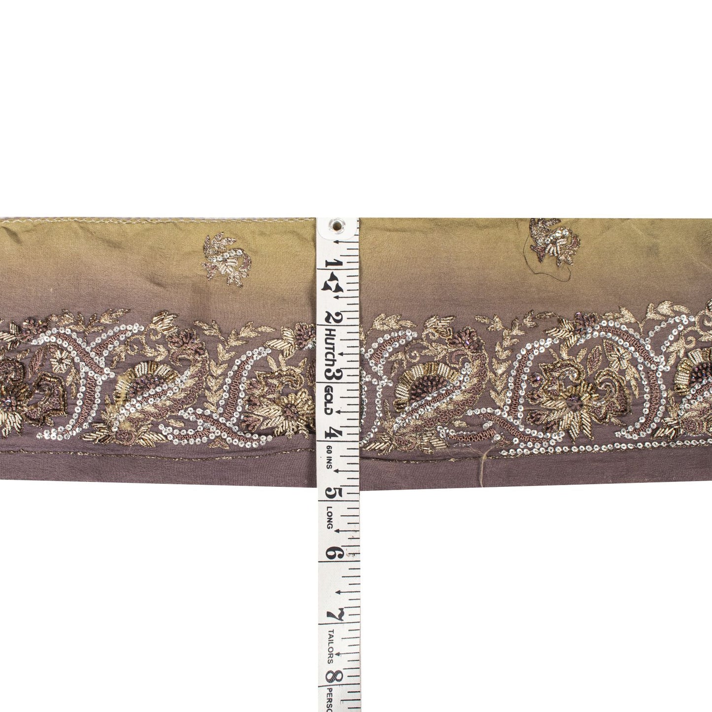 Sanskriti Vintage 1 YD 4.7"W Sari Border Brown Hand Embroidered Trim Craft Lace
