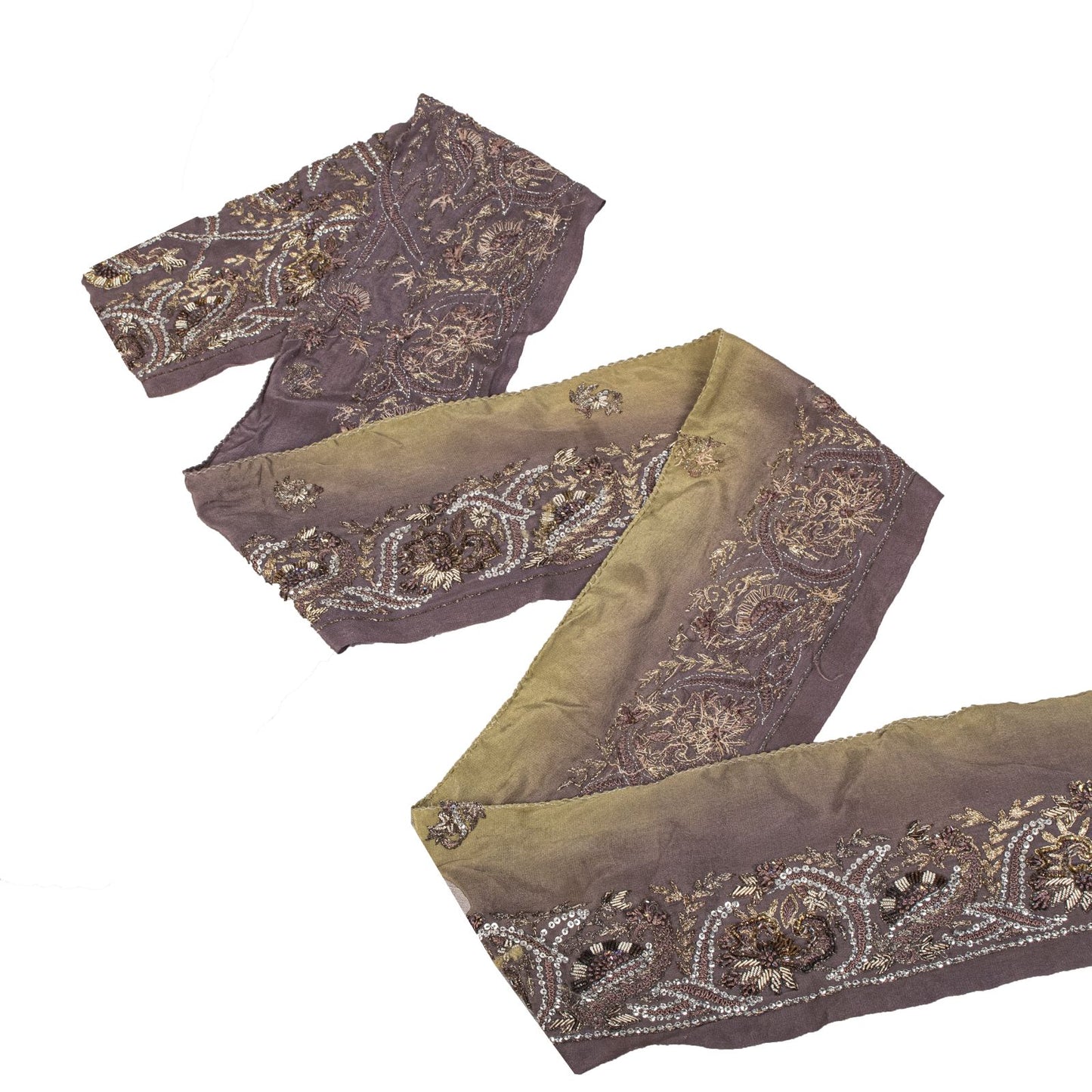 Sanskriti Vintage 1 YD 4.7"W Sari Border Brown Hand Embroidered Trim Craft Lace
