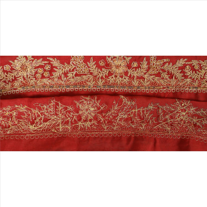 SANSKRITI VINTAGE Border Antique Hand Beaded 1 YD Indian Trim Sewing Maroon Zari