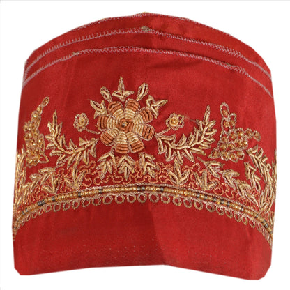 SANSKRITI VINTAGE Border Antique Hand Beaded 1 YD Indian Trim Sewing Maroon Zari