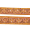 Sanskriti Vintage Sari Border Hand Embroidered 1 YD Trim Sewing Saffron Lace 2.9