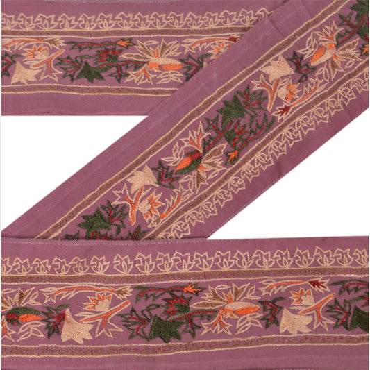 Sanskriti Vintage Sari Border Embroidered 1YD Indian Trim Sewing Purple Lace